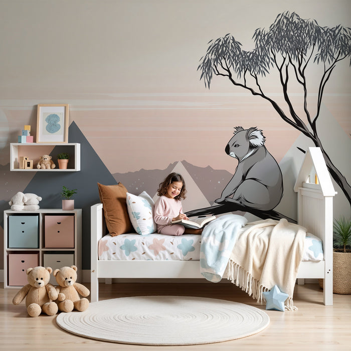 Papier peint chambre bébé | Koala et paysages apaisants