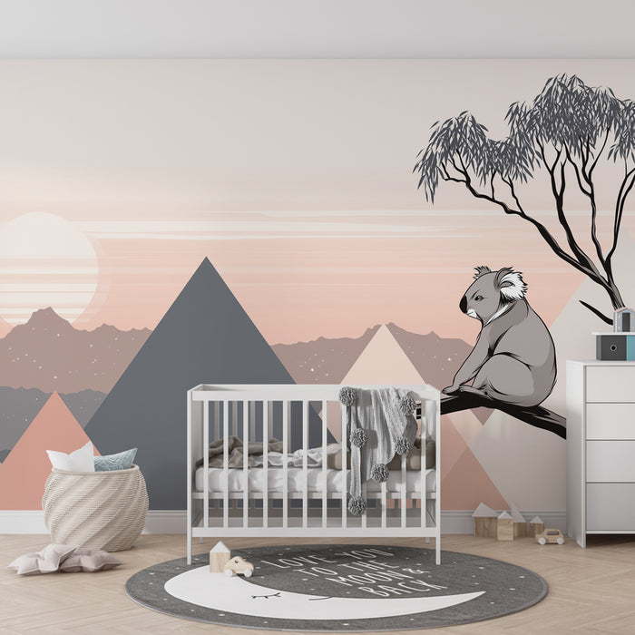 Papier peint chambre bébé | Koala et paysages apaisants