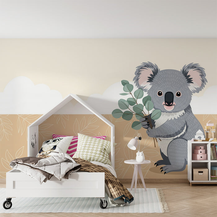 Tapeta do detskej izby | Milý koala s jemnou zeleňou