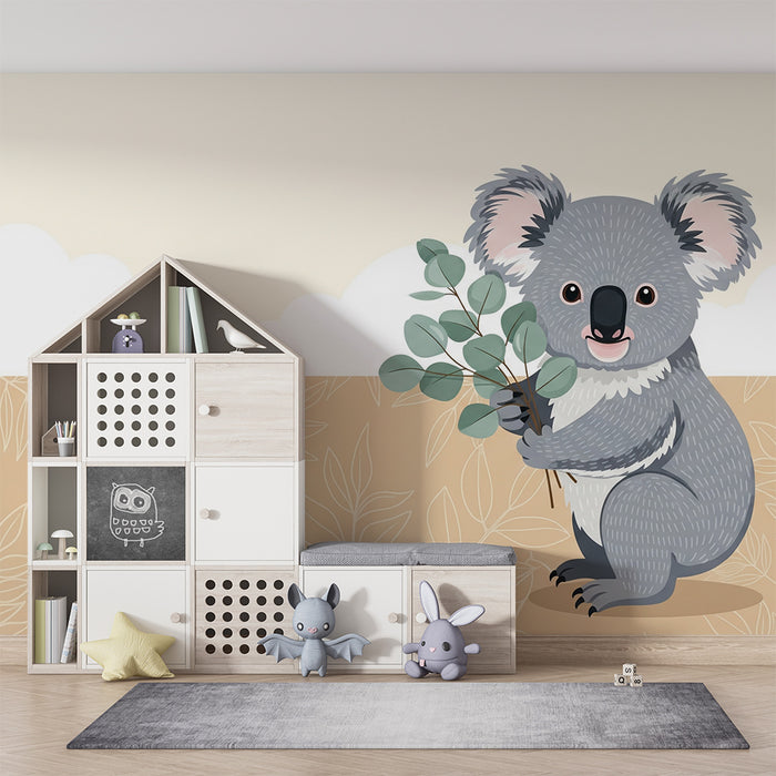 Nursery Wallpaper | Adorable Koala with Soft Foliage