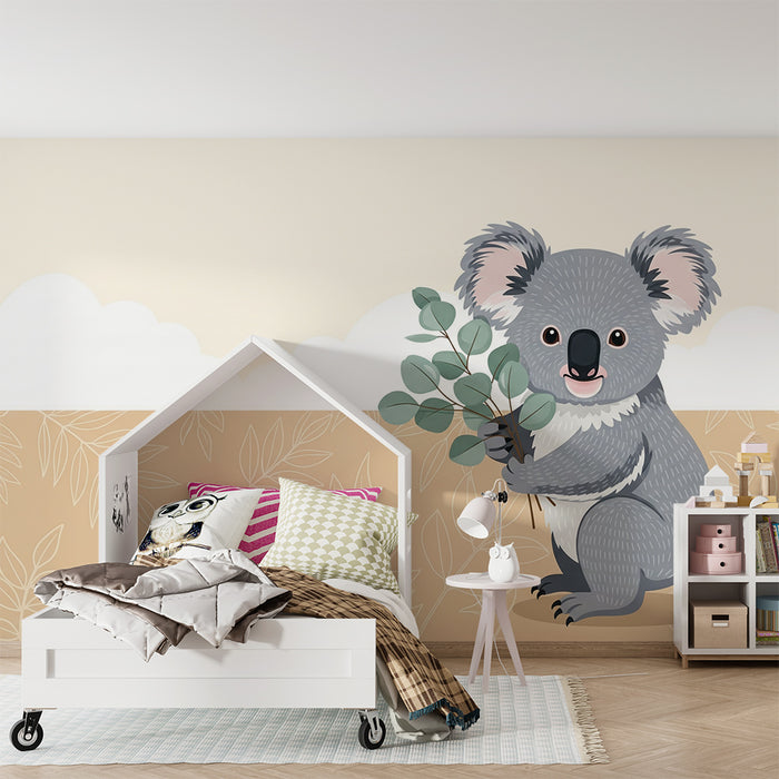 Nursery Wallpaper | Adorable Koala with Soft Foliage