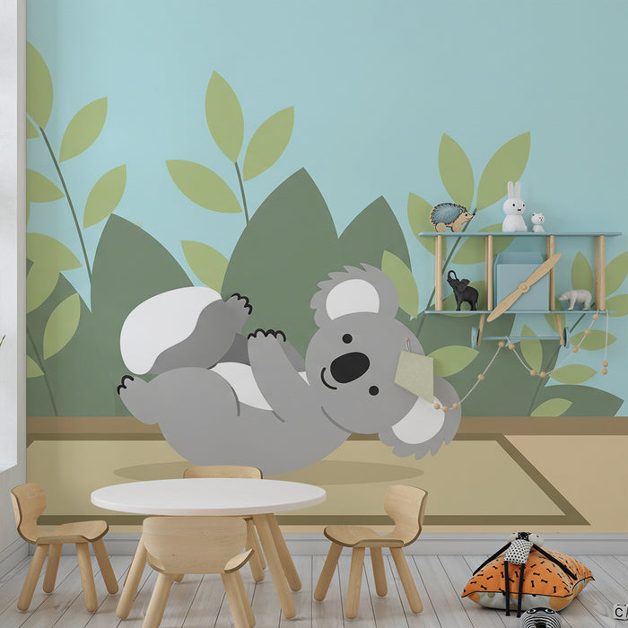 Nursery room wallpaper | Cute koala and soothing foliage