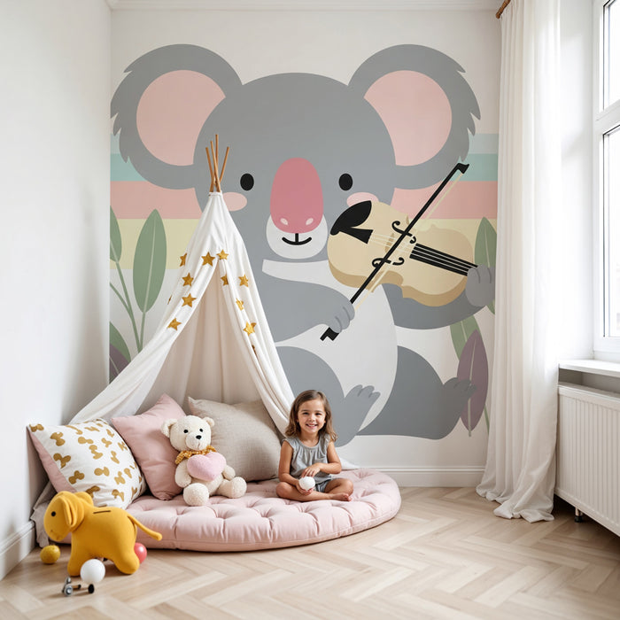 Carta da parati bambini | Koala musicista nella natura