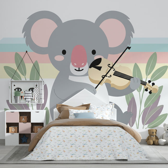 Carta da parati bambini | Koala musicista nella natura