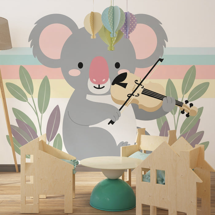 Carta da parati bambini | Koala musicista nella natura
