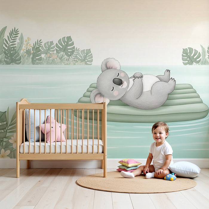 Tapeta dětského pokoje | Klidný koala na voru