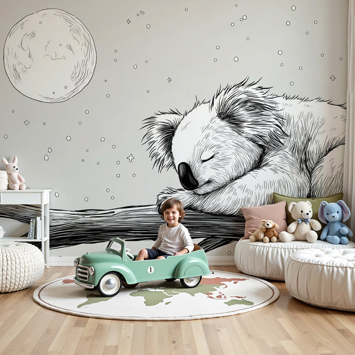 Papier peint chambre bébé | Koala serein sous la lune