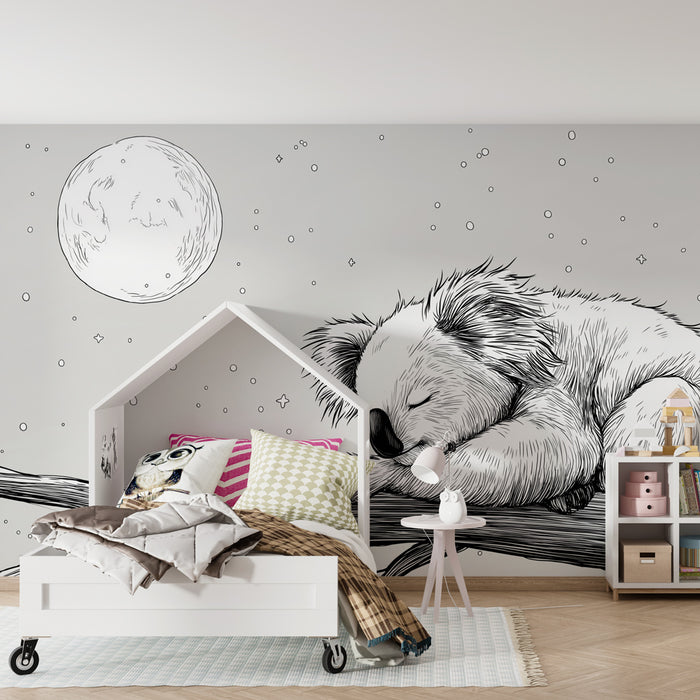 Papier peint chambre bébé | Koala serein sous la lune