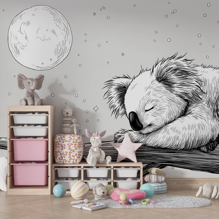 Papier peint chambre bébé | Koala serein sous la lune