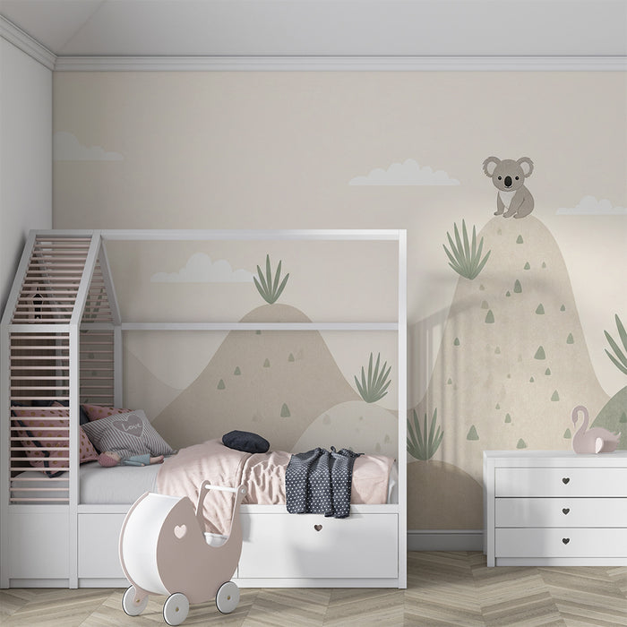 Nursery room wallpaper | Koala on the soft hills