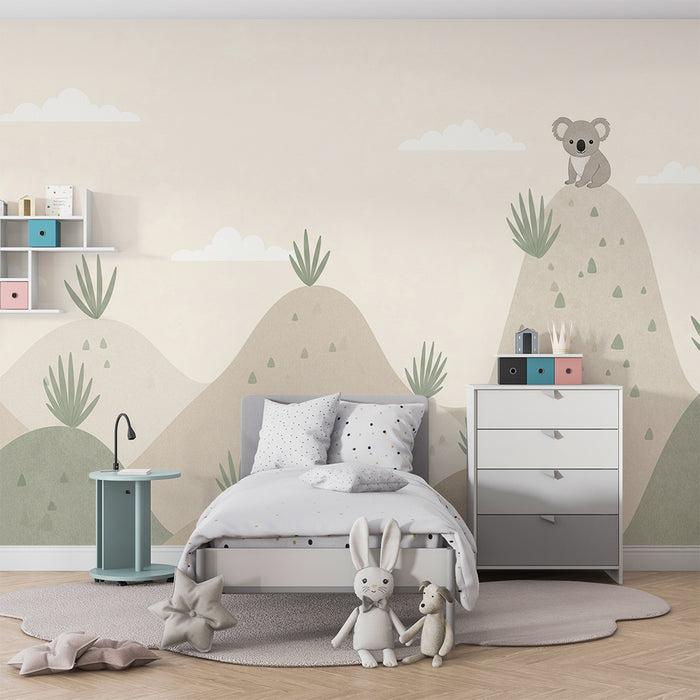 Nursery room wallpaper | Koala on the soft hills