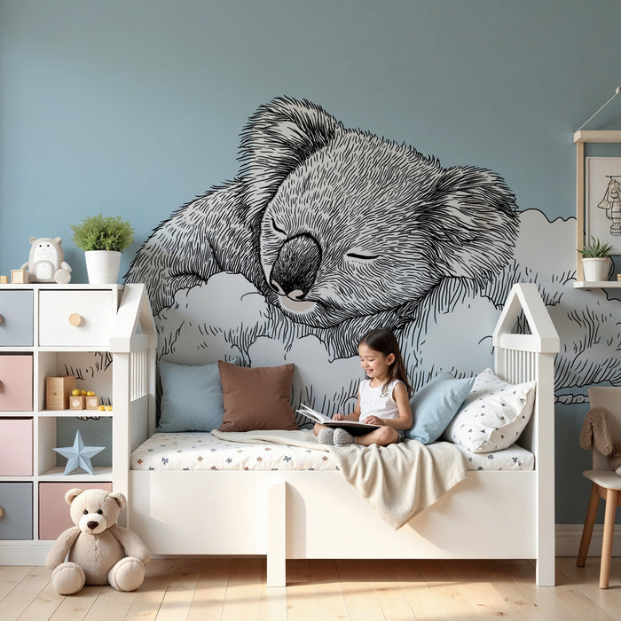 Papier peint chambre bébé | Koala sur un nuage