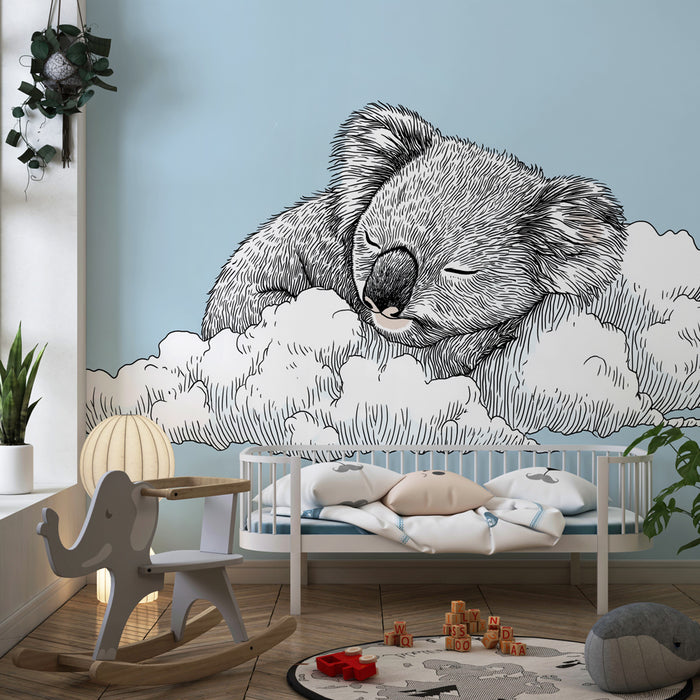 Papier peint chambre bébé | Koala sur un nuage