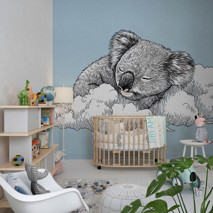 Papier peint chambre bébé | Koala sur un nuage