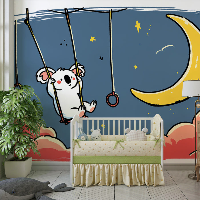 Tapete za dječju sobu | Koala na ljuljački ispod mjeseca