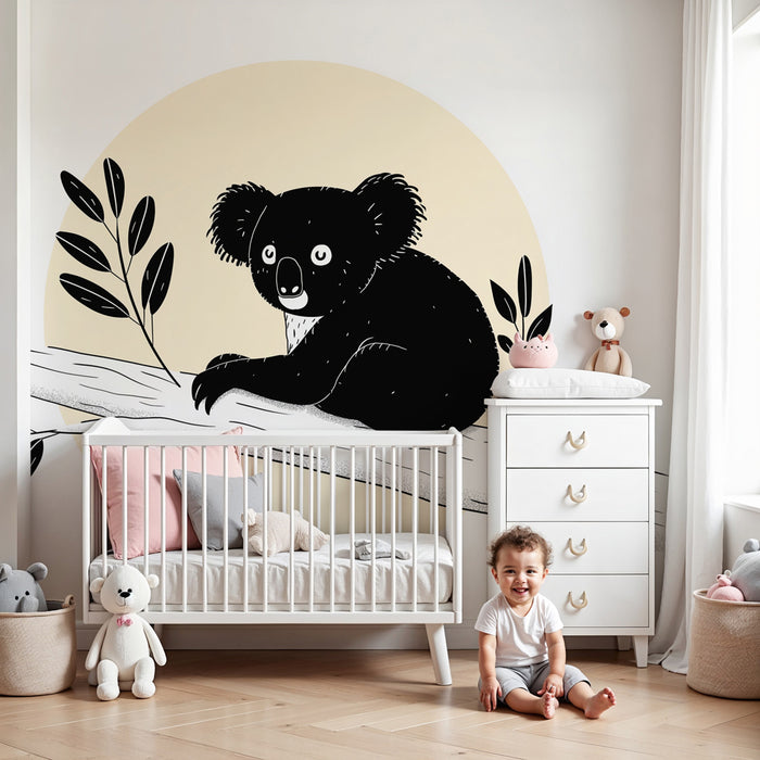 Papier peint chambre bébé | Koala sur une branche avec feuillage