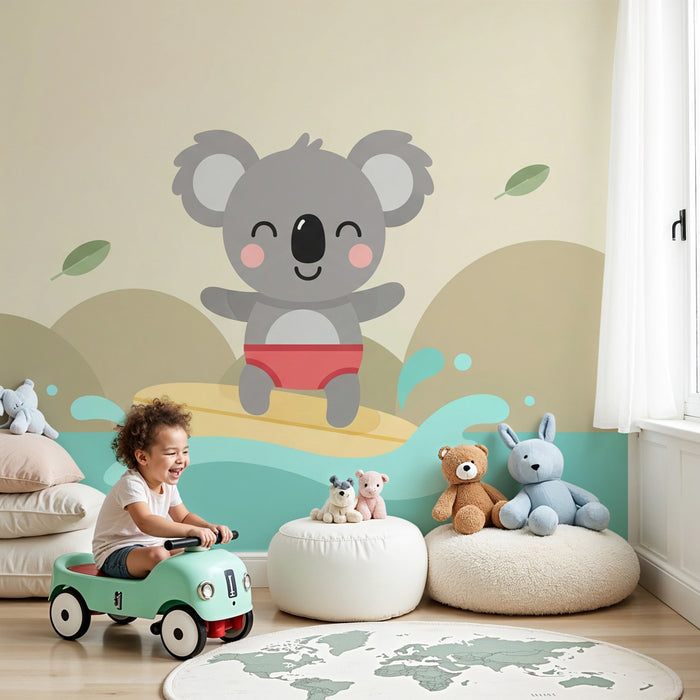 Tapeta dětského pokoje | Surfař koala a uklidňující příroda