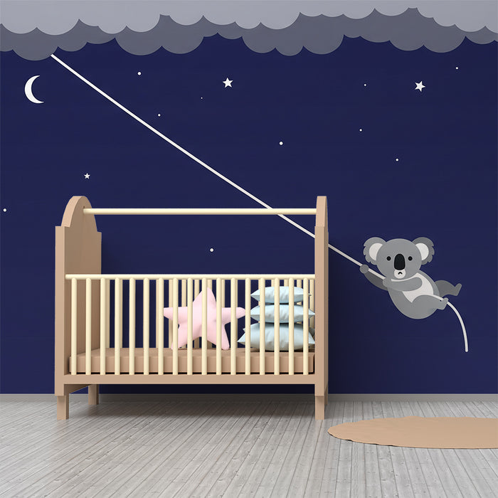 Tapeta do detskej izby | Koala visiaca pod hviezdnou oblohou
