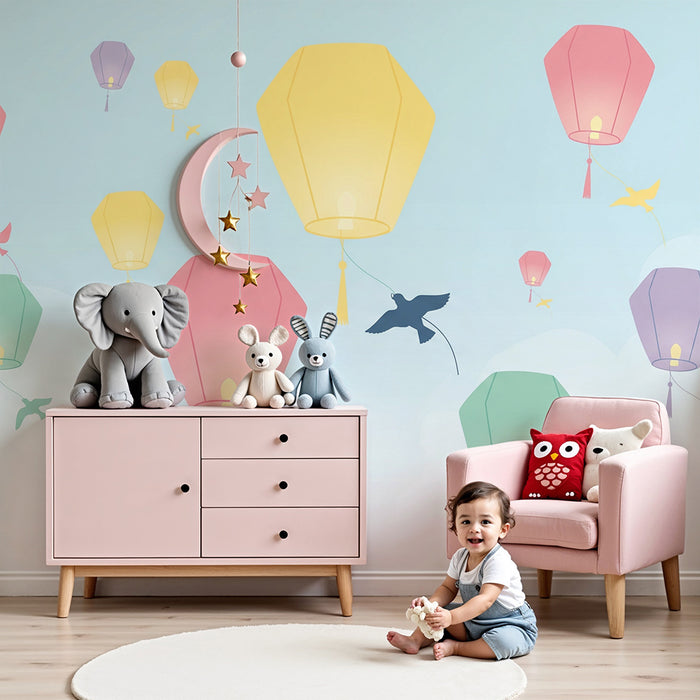 Papel de parede quarto bebê | Šarene lampioni koji plutaju na nebu