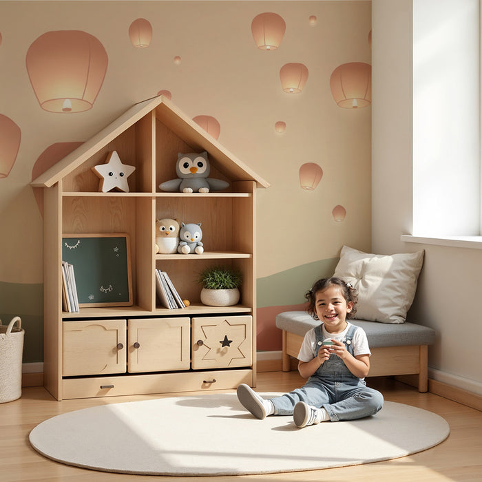 Papel de parede quarto bebê | Luminări plutitoare într-un cer blând