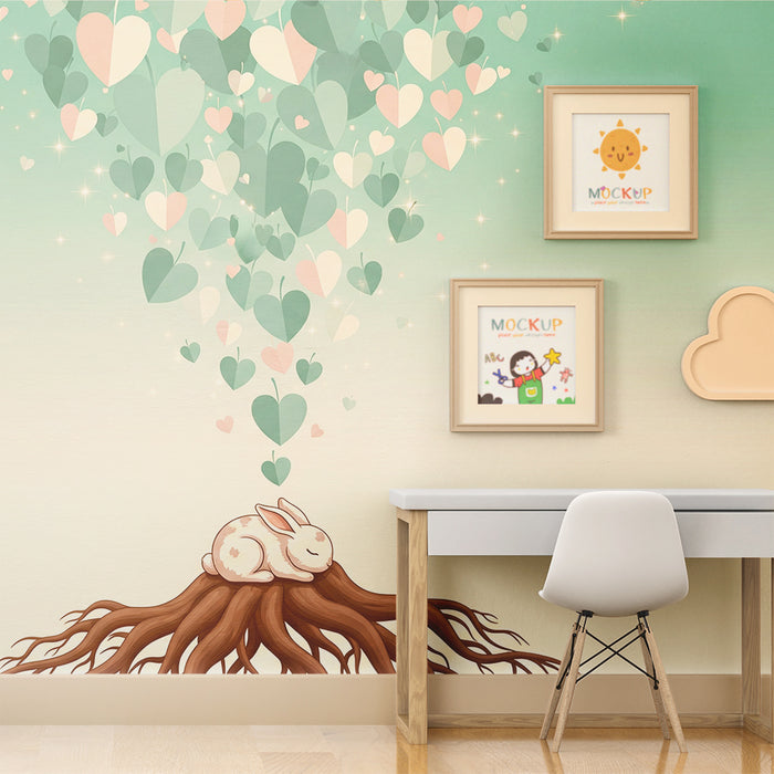 Papel de parede quarto bebê | Spijoč zajec pod dežjem pisanih src