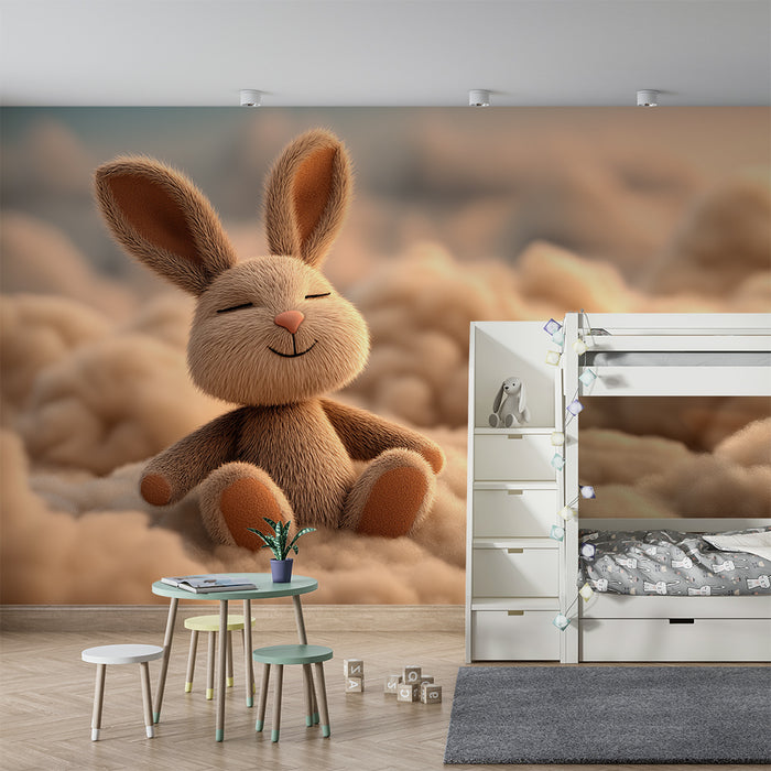 Barntapet | Söt kanin flyter på mjuka moln
