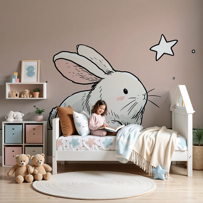 Barntapet | Söt kanin under stjärnorna