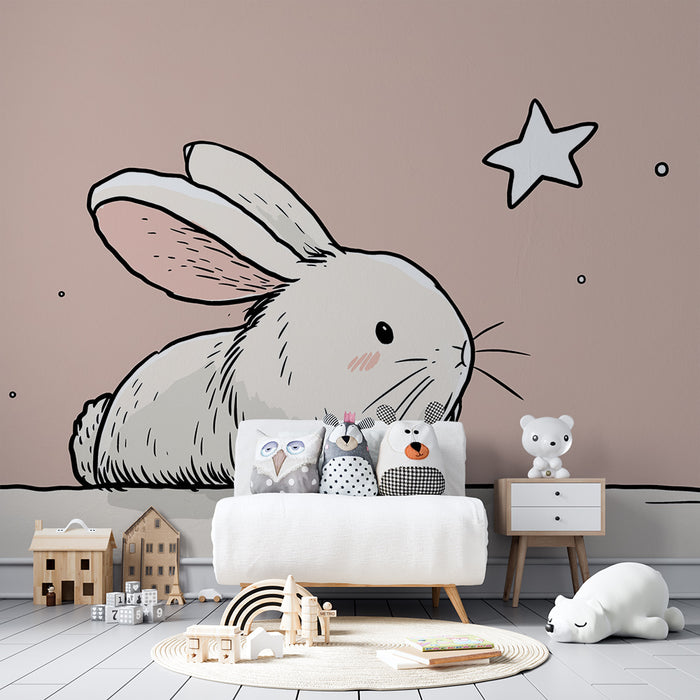 Barntapet | Söt kanin under stjärnorna