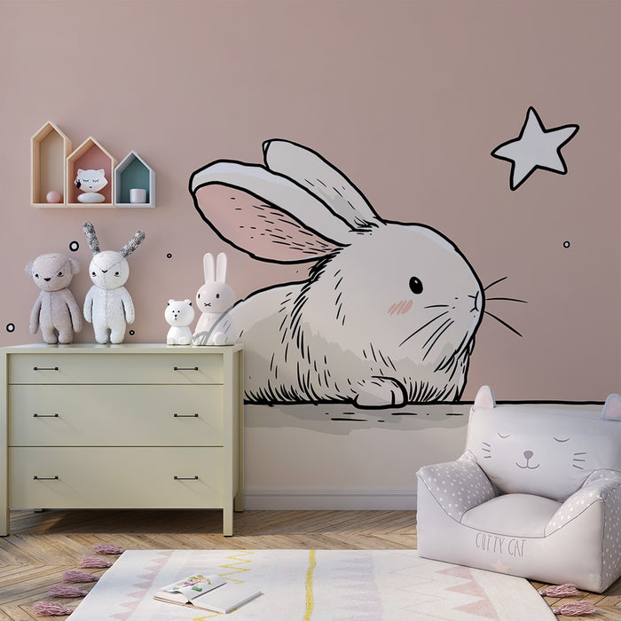 Barntapet | Söt kanin under stjärnorna