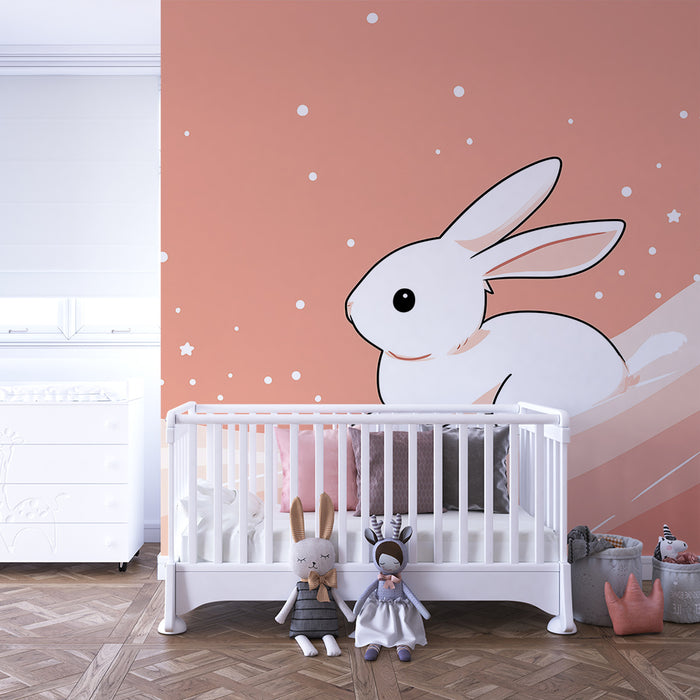 Barntapet | Söt kanin på pastellstjärnbakgrund