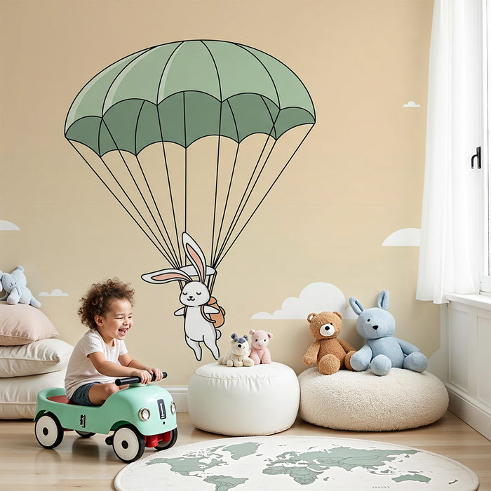 Tapeta dětského pokoje | Padající králík v oblacích