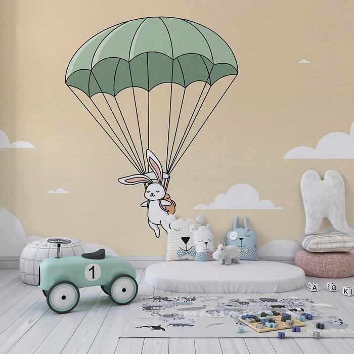 Tapeta dětského pokoje | Padající králík v oblacích