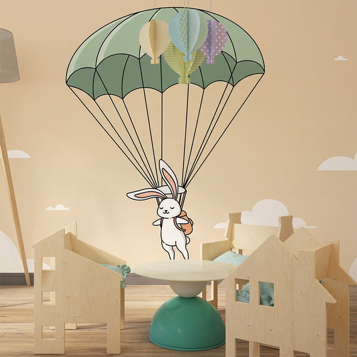Tapeta dětského pokoje | Padající králík v oblacích