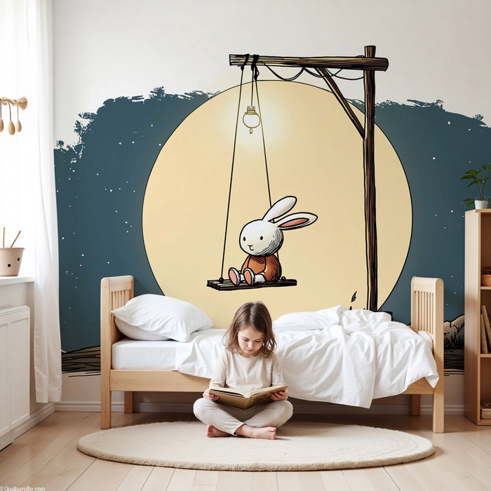 Tapeta dětského pokoje | Snící králík pod měsícem