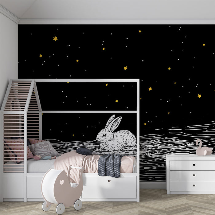 Babykamer behang | Konijn onder de sterren