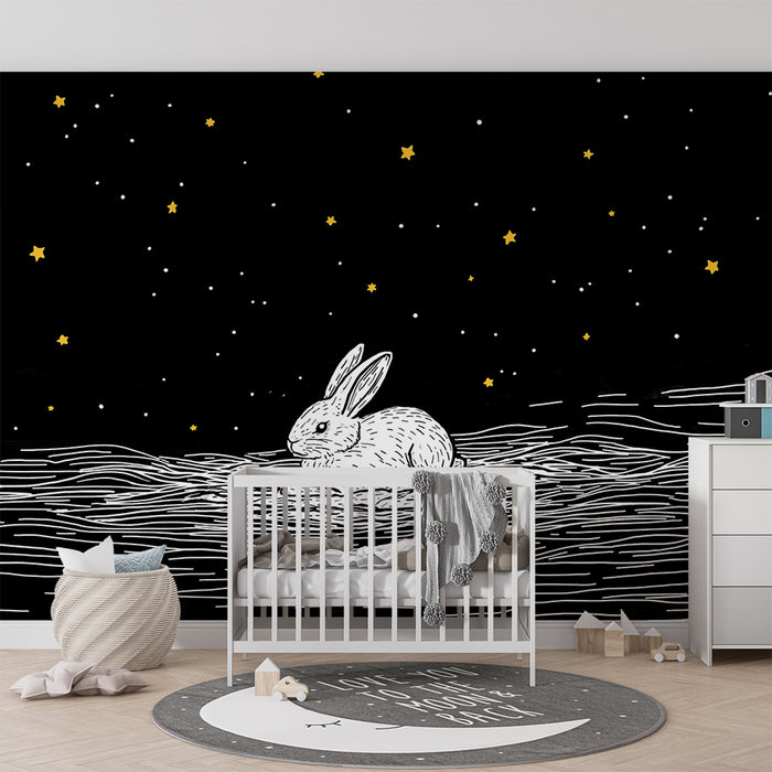 Babykamer behang | Konijn onder de sterren
