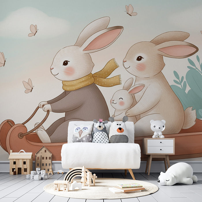 Papel de parede quarto bebê | Veseli zajci na saneh