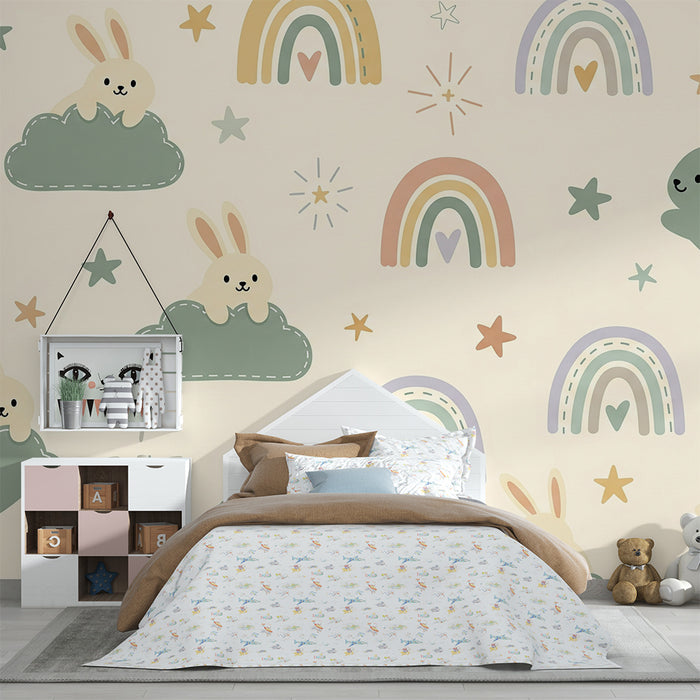 Barntapet | Söta kaniner och regnbågar