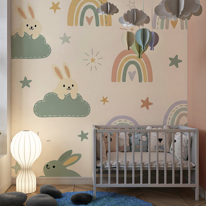 Barntapet | Söta kaniner och regnbågar