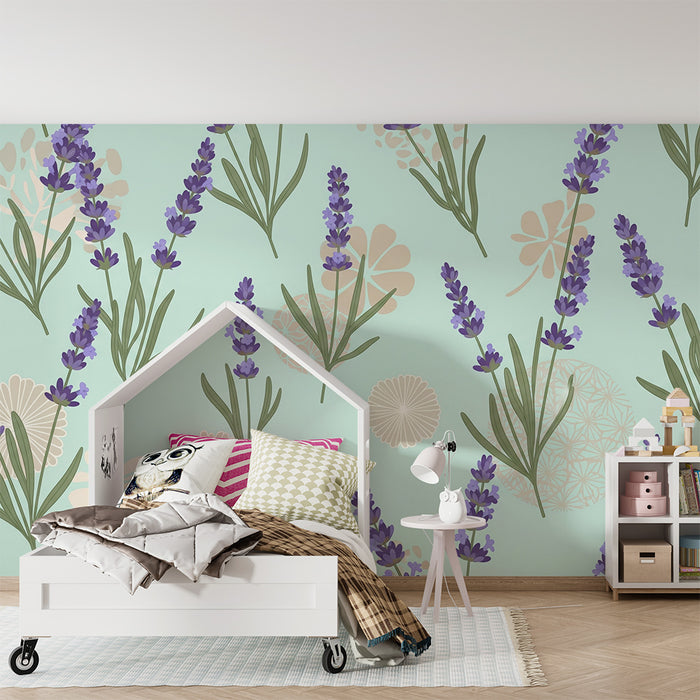 Nursery room wallpaper | Lavender and lovely floral softness