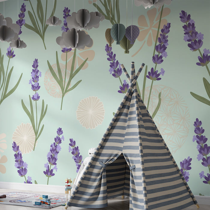 Nursery room wallpaper | Lavender and lovely floral softness