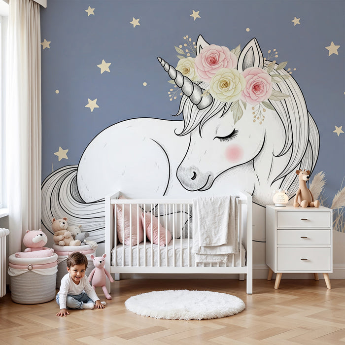 Papier de parede soba bebe | Sanjajući jednorog ispod zvijezda