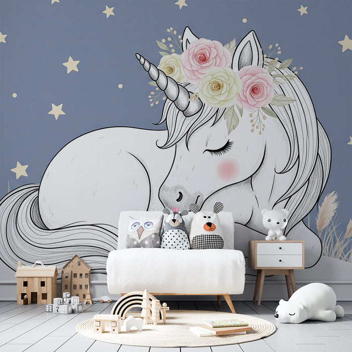 Papier de parede soba bebe | Sanjajući jednorog ispod zvijezda