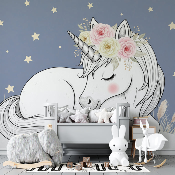 Papier de parede soba bebe | Sanjajući jednorog ispod zvijezda