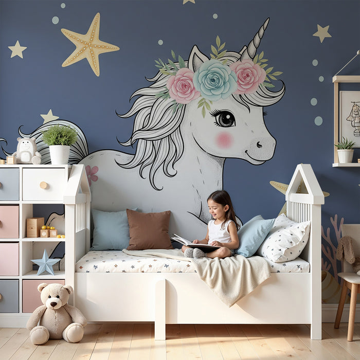 Babykamer behang | Magische eenhoorn onder de zee