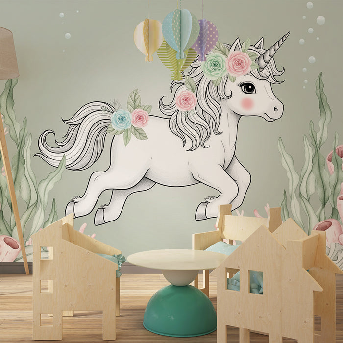 Papel de parede quarto bebê | Морски единорог и корали
