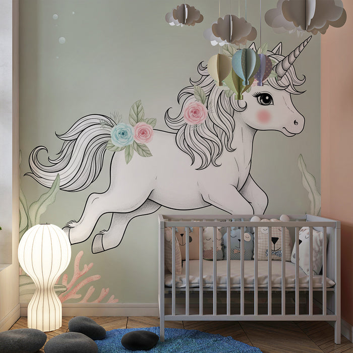 Papel de parede quarto bebê | Морски единорог и корали