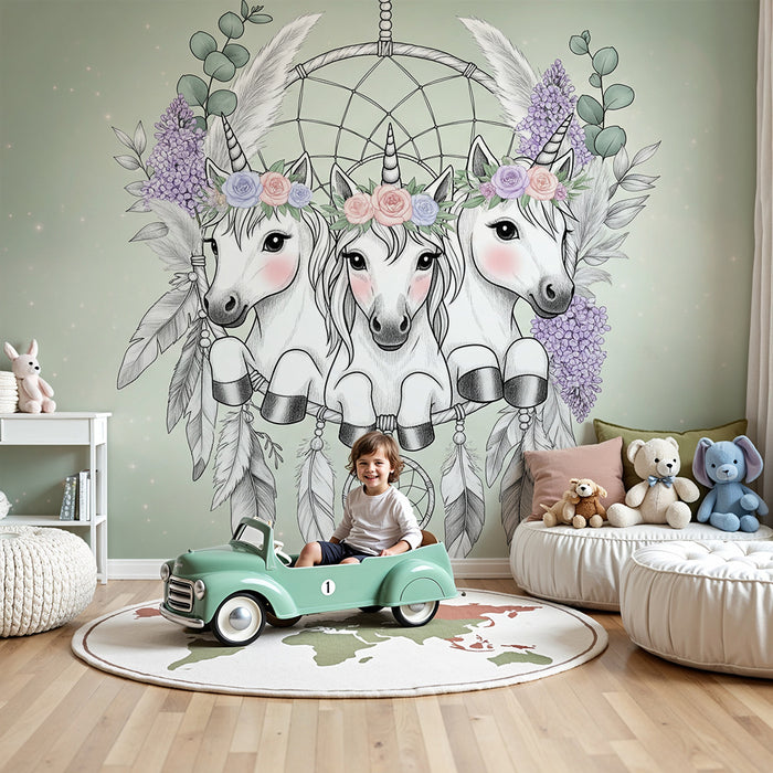 Papel de parede quarto bebê | Čarobni jednorogi i snove lova