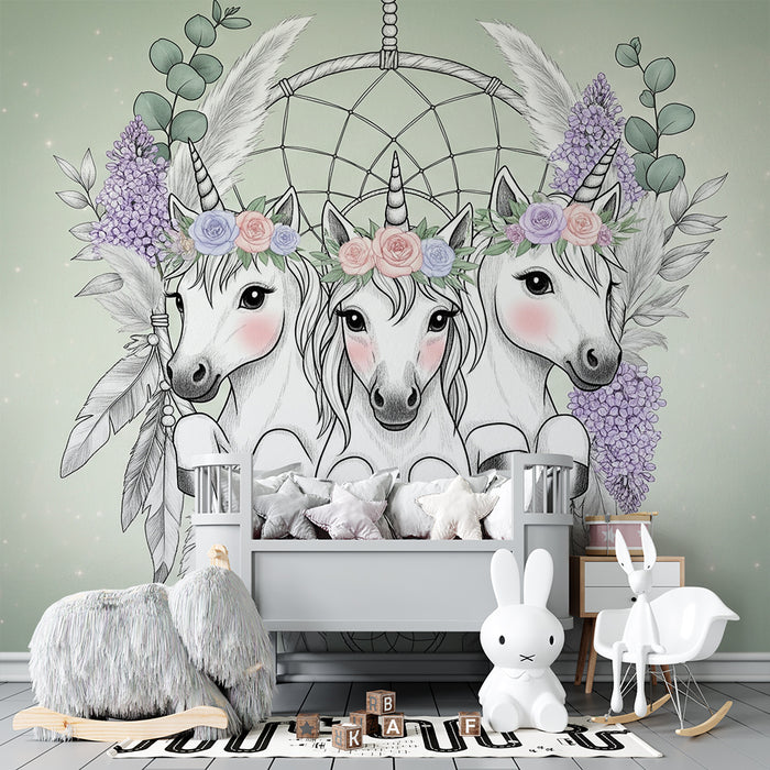 Papel de parede quarto bebê | Čarobni jednorogi i snove lova
