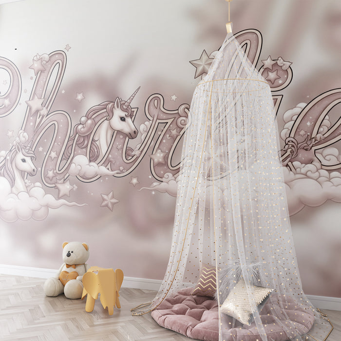 Papier de parede quarto bebê | Čarobni jednorogi i nježni oblaci